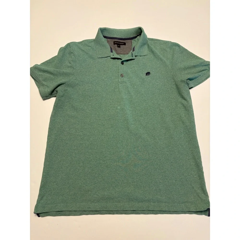 Banana Republic Polo Shirt Mens XL Green Short Sleeve Elephant Logo Pique Knit